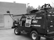 Police vehicle carrying surveillance equipment