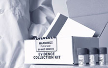 Evidence collection kit on a table.