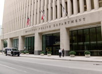 Photo of the outside of the Houston Police Department headquarter building.