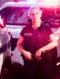 Female officer wearing body armor