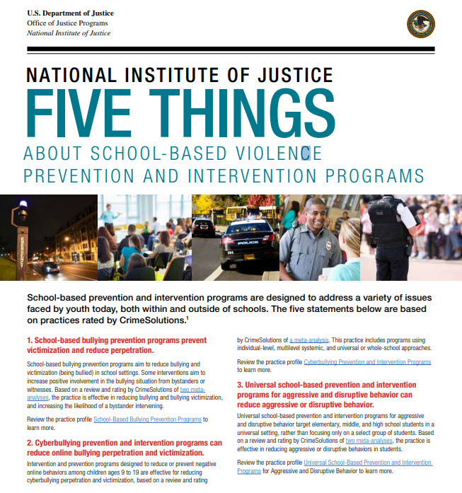 Five Things About School-Based Violence Prevention and Intervention Programs