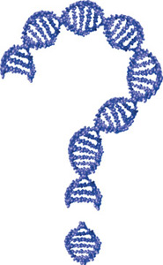 image of dna strands bent to form a question mark