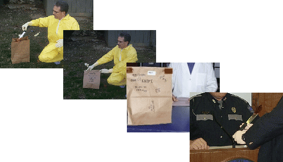 Images of police chain of custody evidence handling