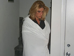 Image of female victim covered with a clean blanket