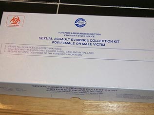 Image of sexual assault evidence collection kit for female or male victim