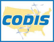 map of the united states with the word CODIS in the foreground