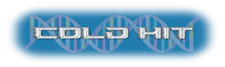 illustration of horizontal DNA double helix with the text "COLD HIT" in the foreground
