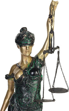 Photo of lady justice statue holding up scales