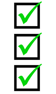 clipart of 3 squares with green checkmarks