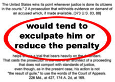 blurry text in the background with text "would tend to exculpate him or reduce the penalty" circled in red