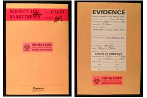Photo of an evidence collection in a file envelope