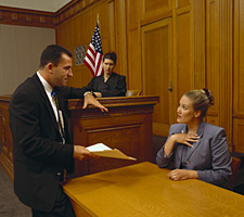 Photo of lawyer in courtroom