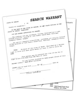 Photo of an example of search warrant
