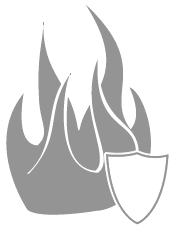 Illustration of fire and shield to convey fire protection