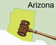 Illustration of Arizona with a judge's gavel