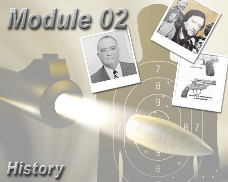 Illustration of a gun firing, as well as image of J. Edgar Hoover