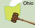 illustration of the state of Ohio with a judge's gavel