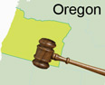 illustration of the state of Oregon with a judge's gavel