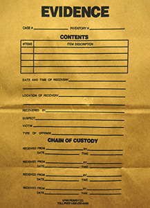 Label on the side of an evidence bag