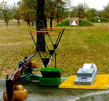 An example of an outdoor testing setup: Oehler Research's Model 35P chronograph with printer & 3 Skyscreen III sensors
