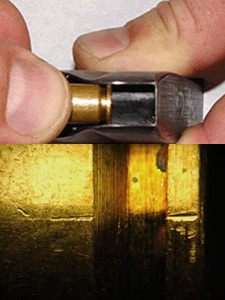 Insertion into a magazine and mark on brass cartridge