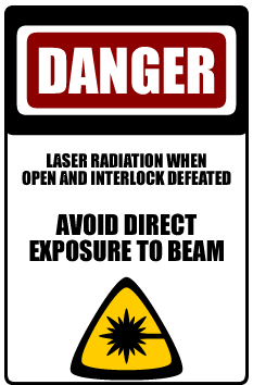 Image of Laser Safety Sign communicating Danger - avoid direct exposure to beam