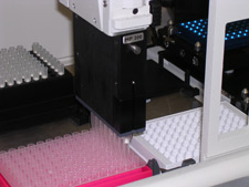 Photo of lab equipment with lots of test tubes