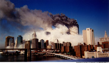 Photo of World Trade Center towers collapsing on 9/11