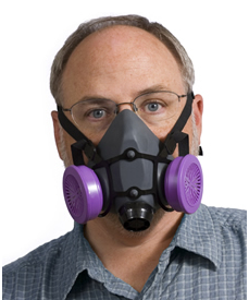 Image of man wearing respiratory protection face mask
