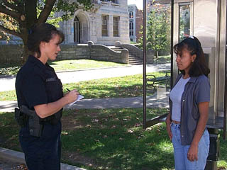 Officer Harrison continues interviewing the victim and asks for a description of the victim's husband.