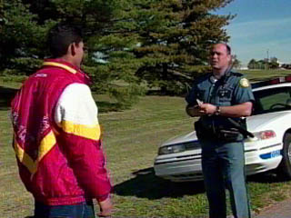 Photo of Officer Mendez arriving on scene.