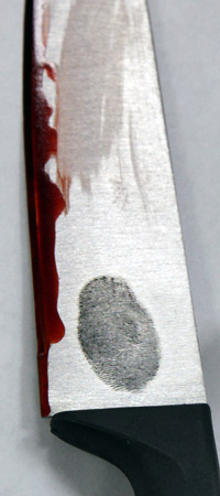fingerprint on a bloody piece of clothing