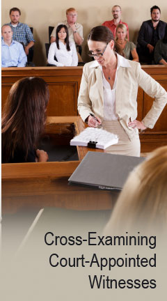 Photo of a female attorney questioning a court-appointed witness