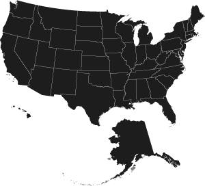 map of the United States. All states are black