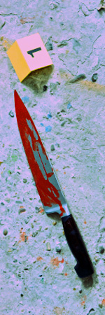 crime scene photo of a bloody knife