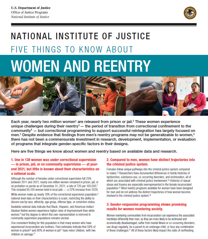 Five Things to Know About Women and Reentry