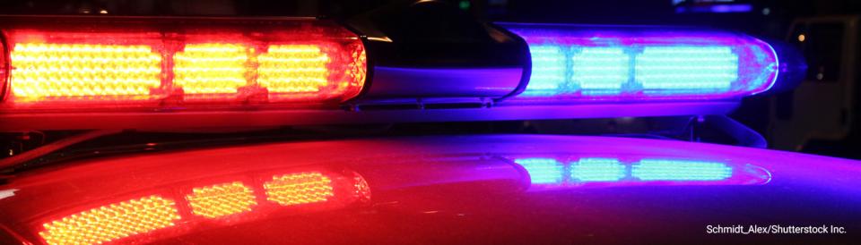 Light bar from a police cruiser at night
