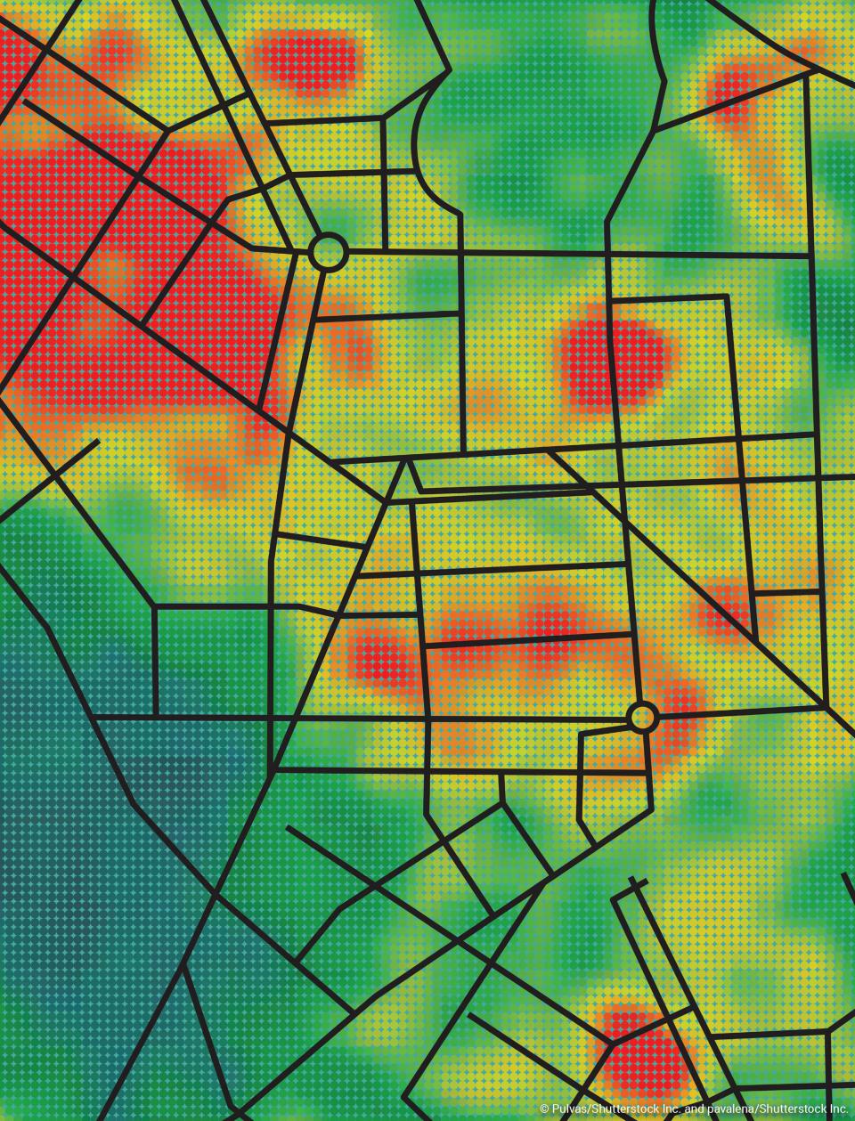 Map showing hot spots