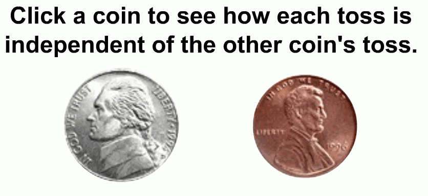 demonstration of independent probability using two coins