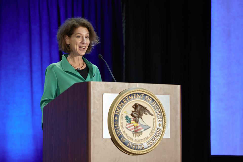 Assistant Attorney General for OJP Amy Solomon provides opening remarks to the 2023 NIJ Research Conference