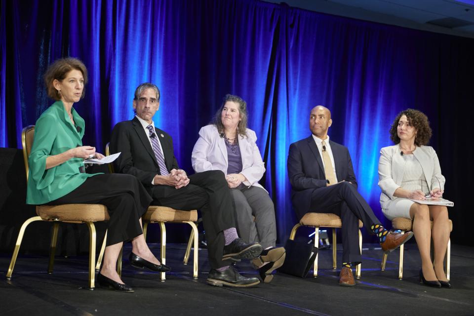 NIJ 2023 Research Conference Post Lunch Fireside Chat with OJP Component Heads; Amy Solomon, OJP AAG; Alex Piquero, BJS Director; Liz Ryan, OJJDP Administrator; Karhlton Moore, BJA Director, Helena Heath, SMART Director