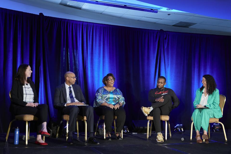 NIJ 2023 Research Conference plenary "Inclusive Research: How Engaging People Closest to the Issue Makes for Better Science and Greater Impact" with Megan Denver, Chas Moore, Henrika McCoy, Chas Moore, and Linda Seabrook
