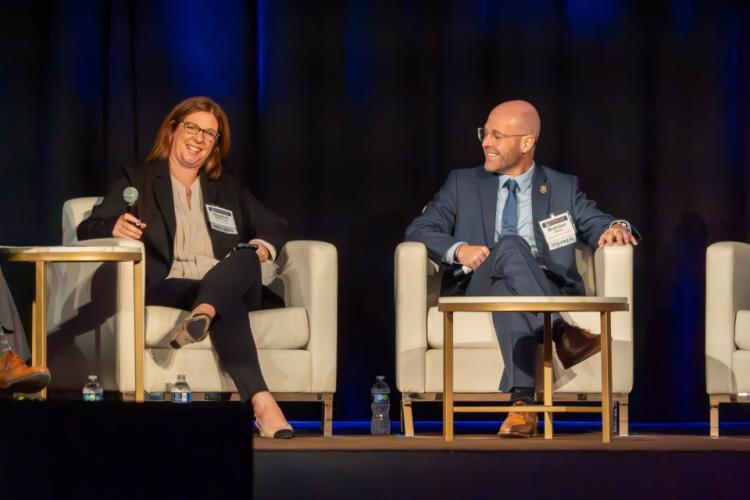 Heather McKiernan, NamUs Forensic Services Manager, and Brandon Elkins from the Tennessee Bureau of Investigation participate in the plenary "Advancing Justice for the Missing and Unidentified Through Research" 
