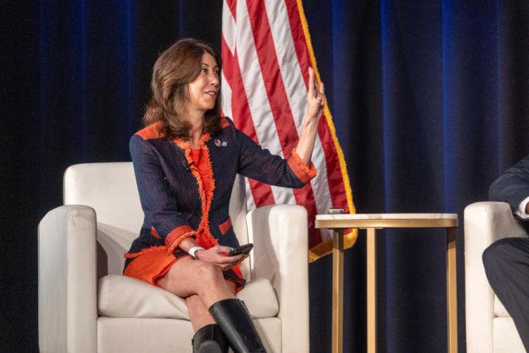 NIJ Director Nancy La Vigne moderates the opening plenary "Advancing Justice Through Science: Tracing Allegheny County’s Journey"