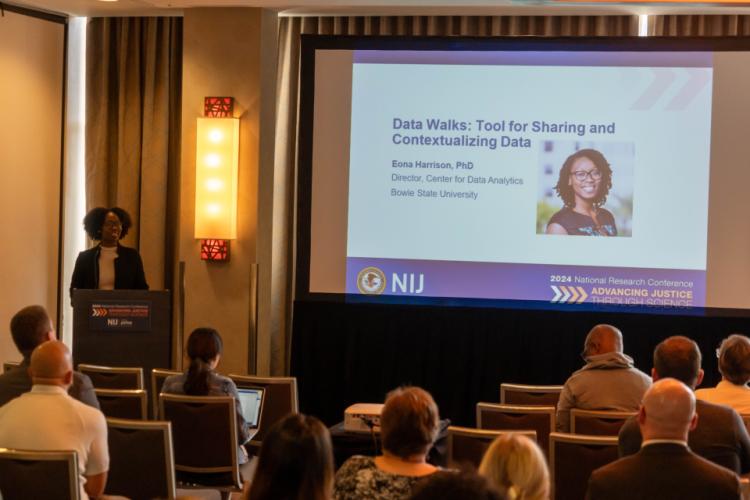 Director of the Center for Data Analytics Eona Harrison speaks at the panel "Building and Implementing a Strong Dissemination Plan"