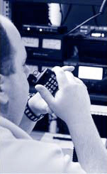 Officer talking in audio receiver