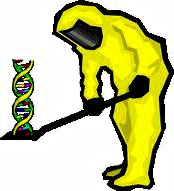 Image of person in hazmat suit