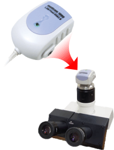 Digital imaging camera, mounted on top of microscope