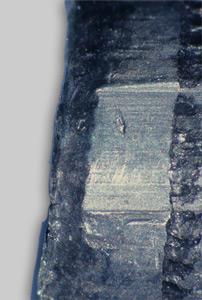 Land impression on a fired lead bullet