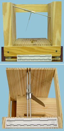 Jig built to control angle and depth of knife test